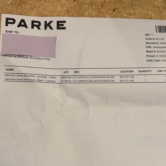 PARKE varsity mockneck blush+lavender Valentine drop - Picture 5 of 5